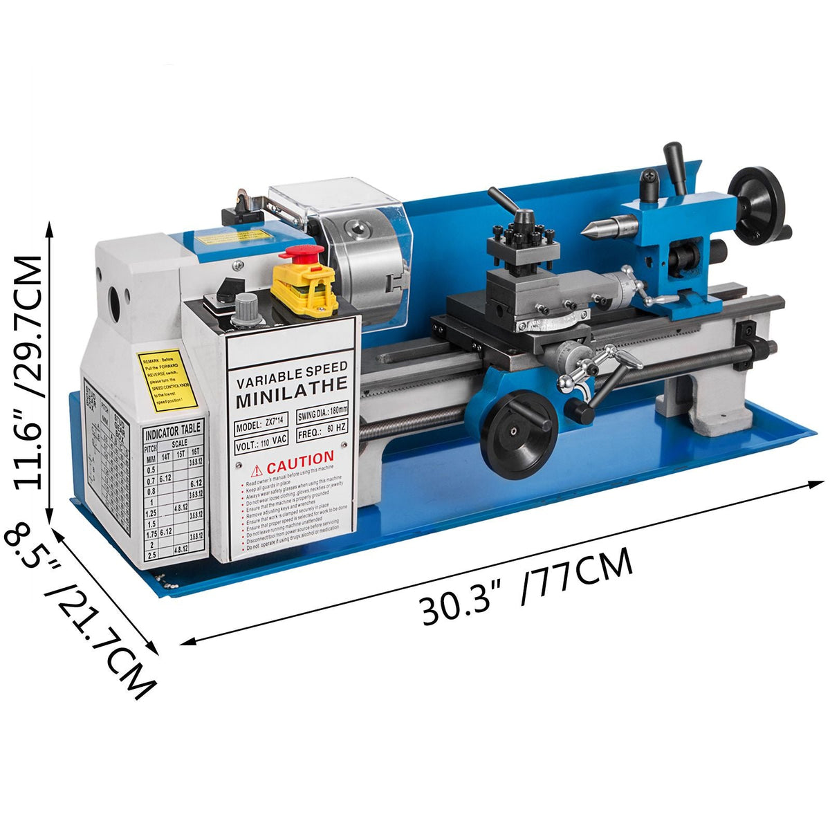 Metal Lathe 7x14inch Precision Bench Top Mini Metal Lathe 550W Precision Metal Lathe Variable Speed 50-2500 RPM Nylon Gear with A Movable Lamp