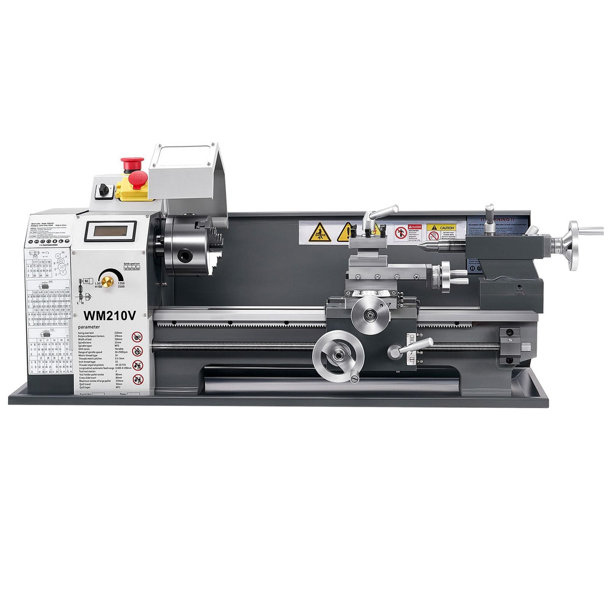 Metal Lathe, 8 x 16 in, 550W Benchtop Lathe Machine, 0-2500 RPM Variable Speed, with 0.0003 in Spindle Accuracy Metal Gear, for Processing Precision Parts Imperial/Metric Thread Soft Metals Wood