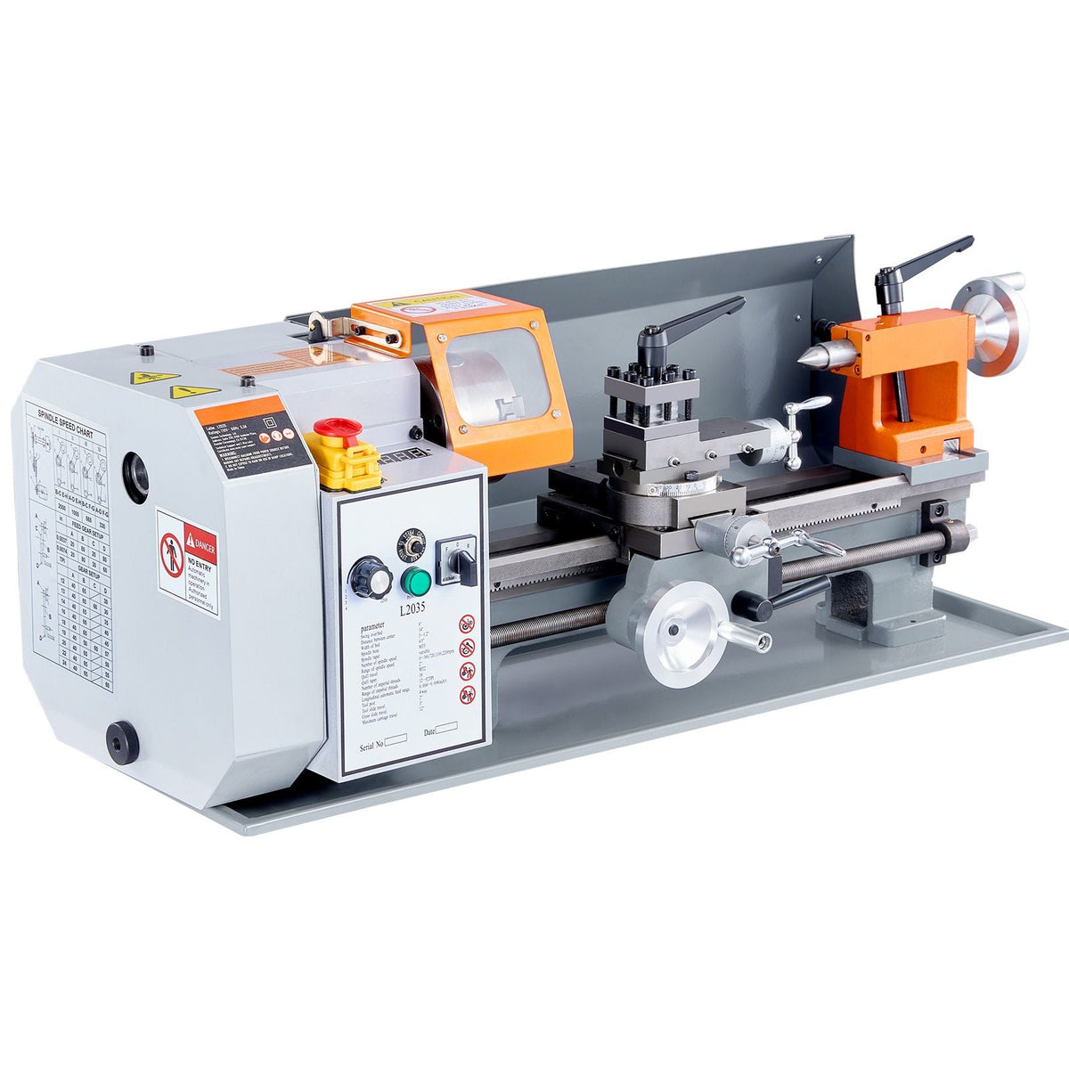 Metal Lathe Machine, 7.87'' x 13.78'', Precision Benchtop Power Metal Lathe,, 50-2500 RPM Continuously Variable Speed, 600W Brush Motor Metal Gears, with Tool Box for Processing Precision Parts