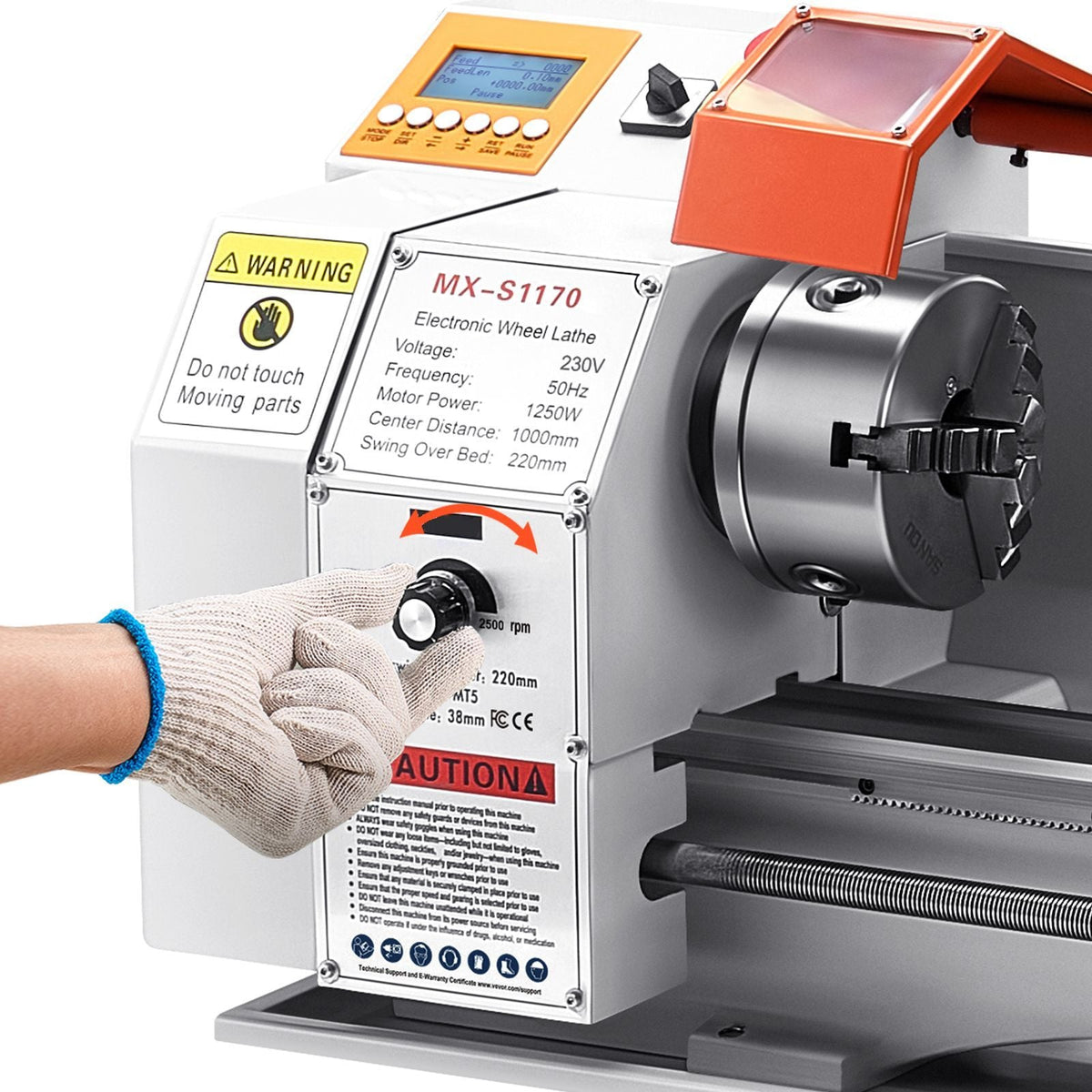 Metal Lathe Machine, 8.7 x 18 in, Precision Bench Power Metal Lathe, Automatic Feed, 0-2500 RPM Variable Speed, 1250W Brushless Motor, for Processing Precision Parts Soft Metals Wood Plastics