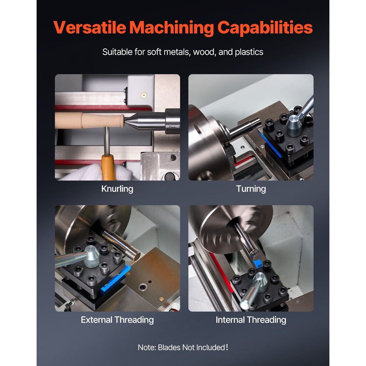 Metal Lathe Machine, 8.7 x 18 in, Precision Bench Power Metal Lathe, Automatic Feed, 0-2500 RPM Variable Speed, 1250W Brushless Motor, for Processing Precision Parts Soft Metals Wood Plastics