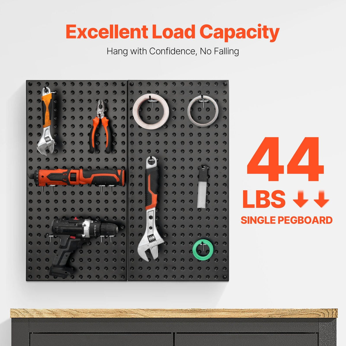 Metal Pegboard Panels, 24" x 12" Pegboard, 2 Panels, Heavy Duty Peg Board Wall Organizer with Accessories, for Living Room Garage Tool Storage Office Organization Craft Room Kitchen Home, Black