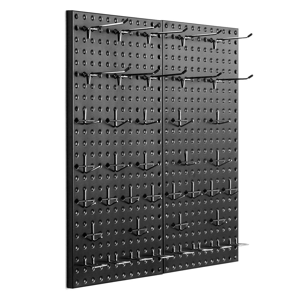 Metal Pegboard Panels, 24" x 12" Pegboard, 2 Panels, Heavy Duty Peg Board Wall Organizer with Accessories, for Living Room Garage Tool Storage Office Organization Craft Room Kitchen Home, Black