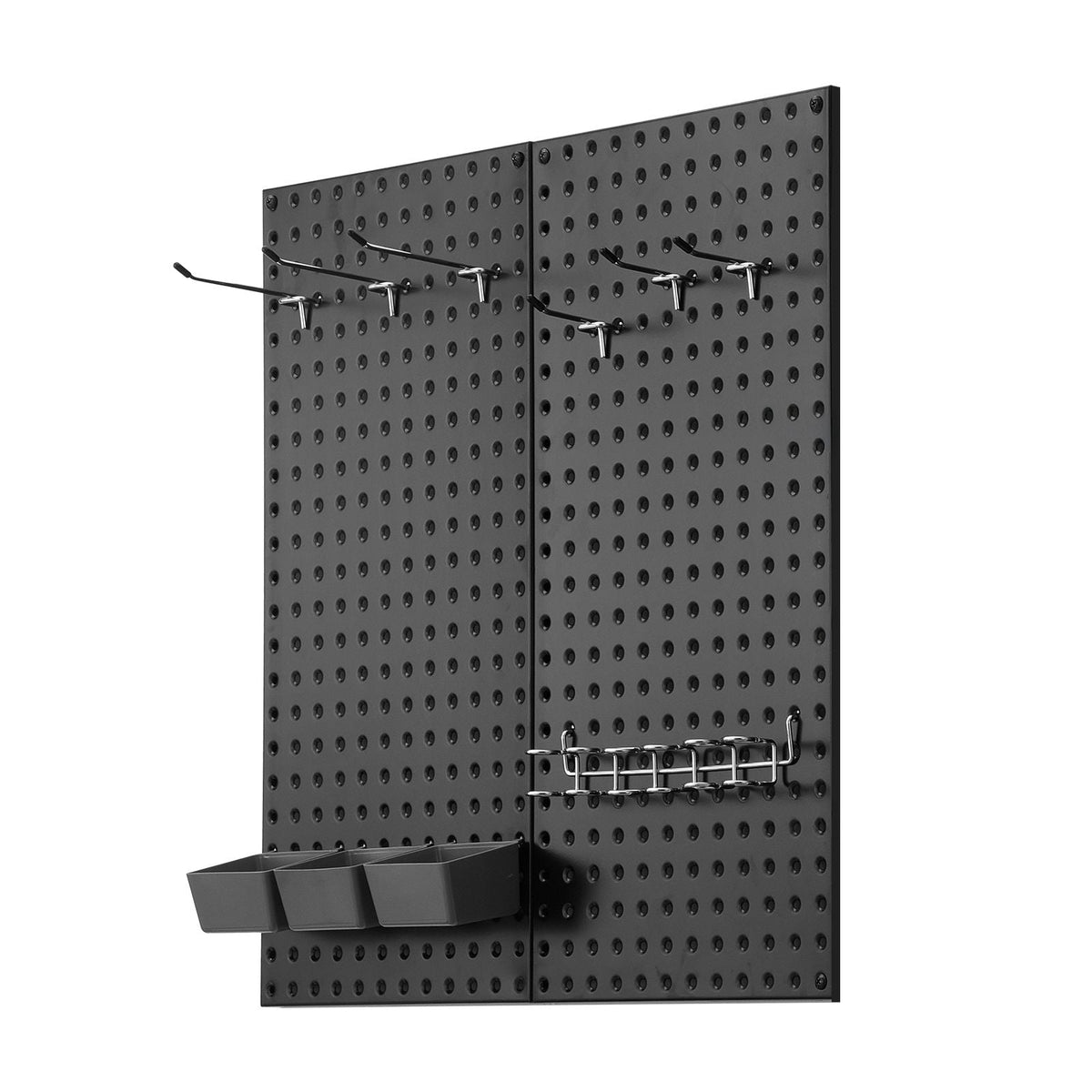 Metal Pegboard Panels, 24" x 12" Pegboard, 2 Panels, Heavy Duty Steel Peg Board Wall Organizer, for Living Room Garage Tool Storage Workbench Office Organization Craft Room Kitchen Home, Black