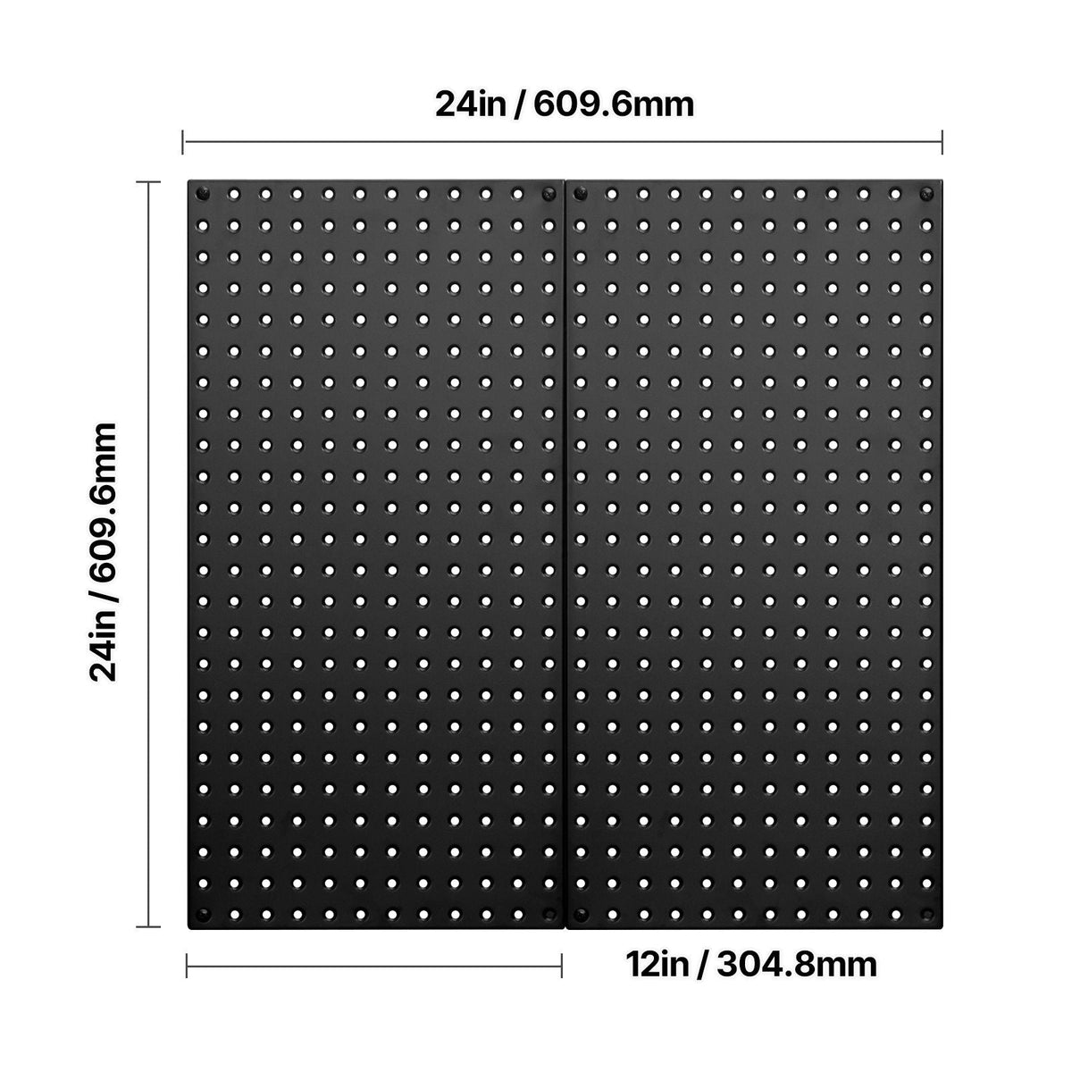 Metal Pegboard Panels, 24" x 12" Pegboard, 2 Panels, Heavy Duty Steel Peg Board Wall Organizer, for Living Room Garage Tool Storage Workbench Office Organization Craft Room Kitchen Home, Black