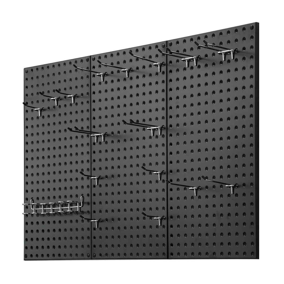 Metal Pegboard Panels, 24" x 12" Pegboard, 3 Panels, Heavy Duty Steel Peg Board Wall Organizer, for Living Room Garage Tool Storage Workbench Office Organization Craft Room Kitchen Home, Black