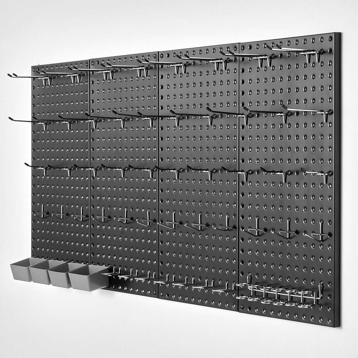 Metal Pegboard Panels, 24" x 12" Pegboard, 4 Panels, Heavy Duty Peg Board Wall Organizer with Accessories, for Living Room Garage Tool Storage Office Organization Craft Room Kitchen Home, Black