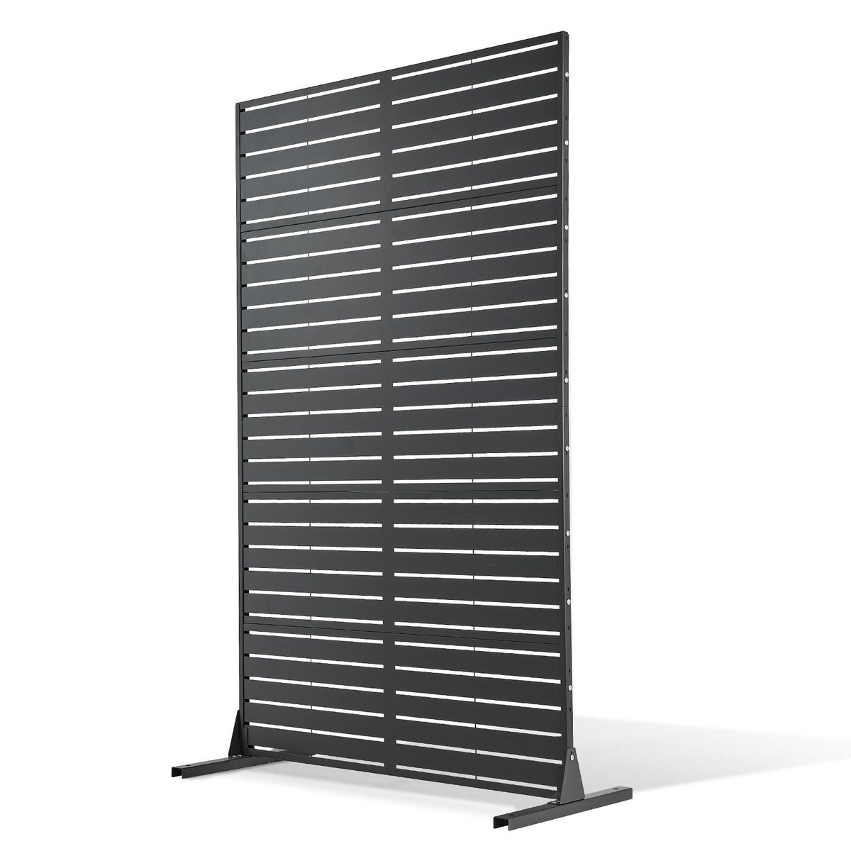 Metal Privacy Screen, 44" W x 72" H Freestanding Modern Privacy Fence, Garden Divider Panel with Extended Base & Reinforcement Fixed, Freestanding Outdoor Divider for Garden, Indoor, Courtyard