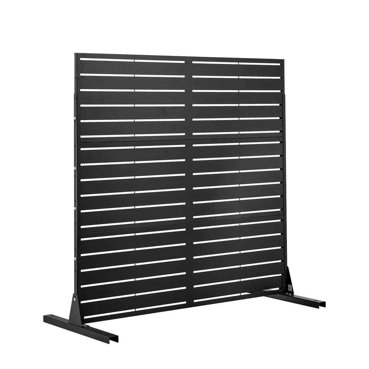 Metal Privacy Screen, 44" W x 72" H Freestanding Modern Privacy Fence, Garden Divider Panel with Extended Base & Reinforcement Fixed, Freestanding Outdoor Divider for Garden, Indoor, Courtyard