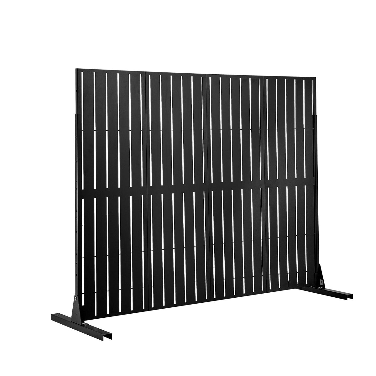 Metal Privacy Screen, 44" W x 72" H Freestanding Modern Privacy Fence, Garden Divider Panel with Extended Base & Reinforcement Fixed, Freestanding Outdoor Divider for Garden, Indoor, Courtyard