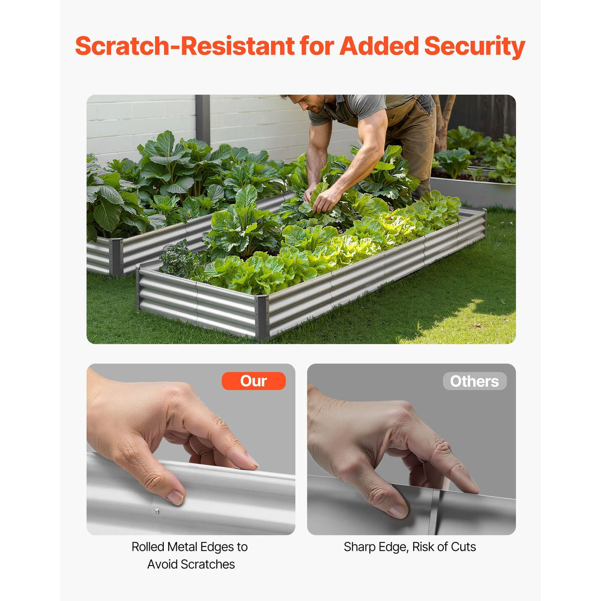 Metal Raised Garden Bed, 12 x 4 x 1 ft Outdoor Galvalume Planter Garden Box, Open Bottom Design, Large Planter Raised Bed for Growing Vegetables, Flowers, and Succulents, Galvanized Color
