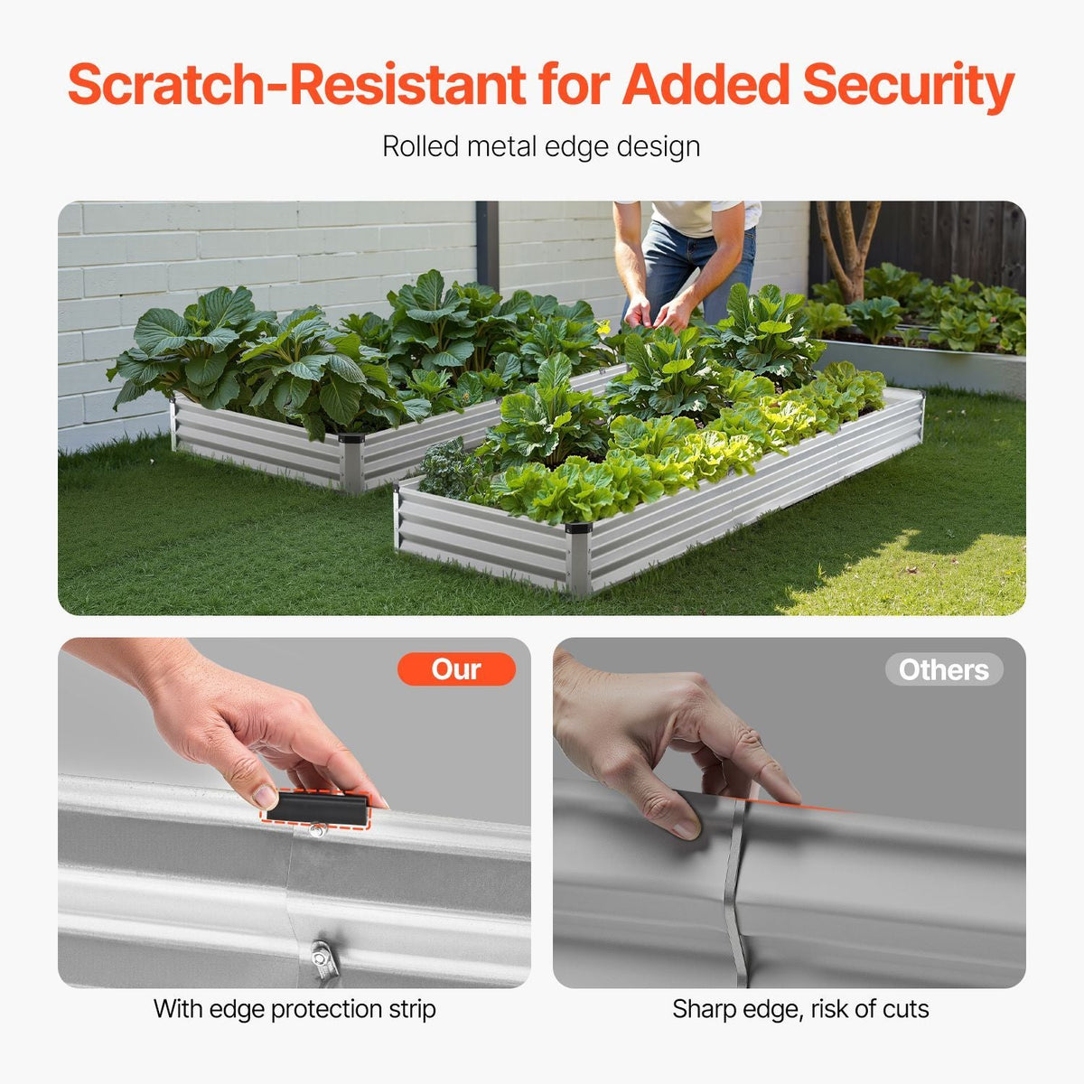 Metal Raised Garden Bed, 12 x 4 x 1 ft Outdoor Galvanized Planter Box, with Open Bottom, Large Planter Raised Bed for Gardening Vegetables, Flowers, Herbs, and Succulent Plants, Silver