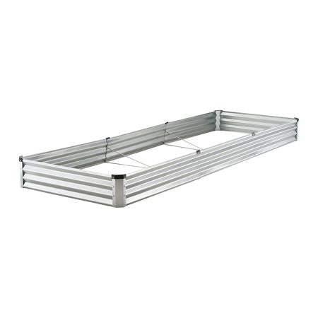 Metal Raised Garden Bed, 12 x 4 x 1 ft Outdoor Galvanized Planter Box, with Open Bottom, Large Planter Raised Bed for Gardening Vegetables, Flowers, Herbs, and Succulent Plants, Silver