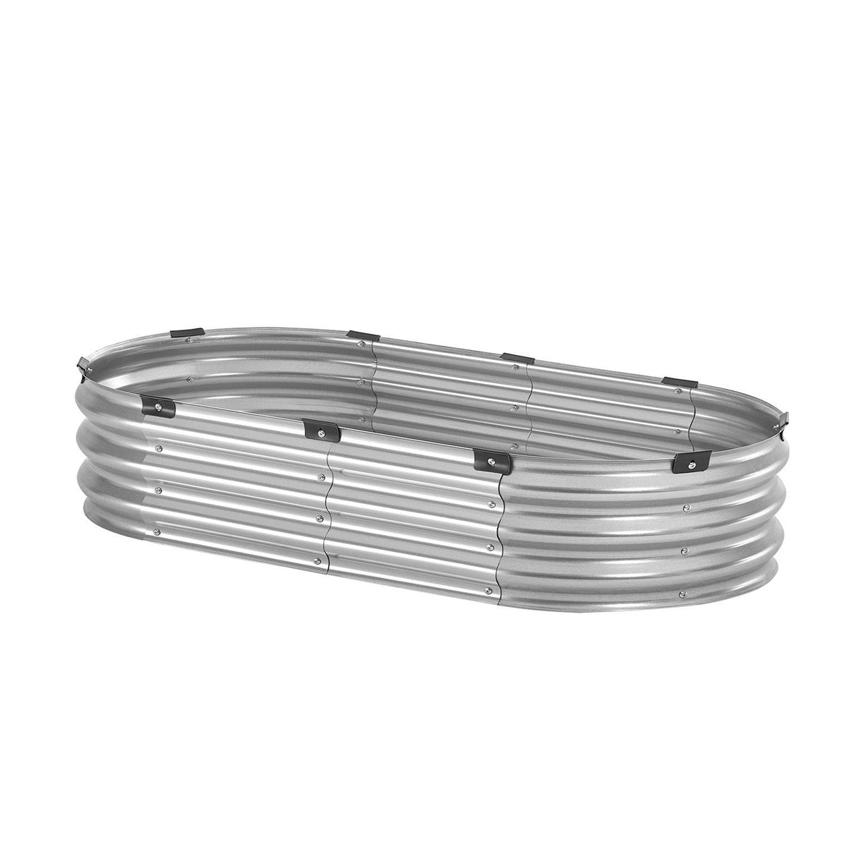 Metal Raised Garden Bed, 4 x 2 x 1 ft Outdoor Galvanized Planter Box, with Open Bottom, Large Oval Planter Raised Bed for Gardening Vegetables, Flowers, Herbs, and Succulent Plants, Silver