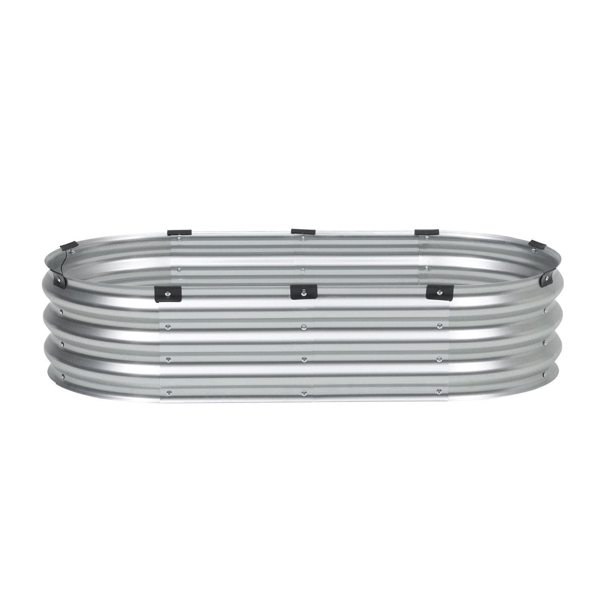 Metal Raised Garden Bed, 4 x 2 x 1 ft Outdoor Galvanized Planter Box, with Open Bottom, Large Oval Planter Raised Bed for Gardening Vegetables, Flowers, Herbs, and Succulent Plants, Silver