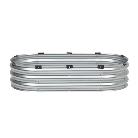 Metal Raised Garden Bed, 4 x 2 x 1 ft Outdoor Galvanized Planter Box, with Open Bottom, Large Oval Planter Raised Bed for Gardening Vegetables, Flowers, Herbs, and Succulent Plants, Silver