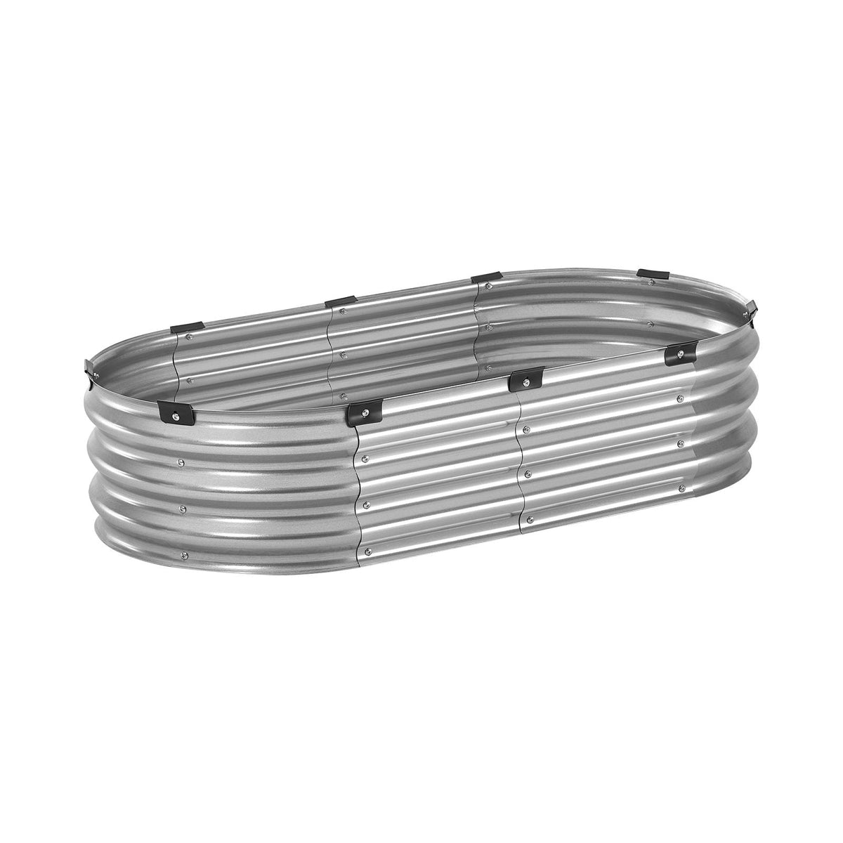 Metal Raised Garden Bed, 4 x 2 x 1 ft Outdoor Galvanized Planter Box, with Open Bottom, Large Oval Planter Raised Bed for Gardening Vegetables, Flowers, Herbs, and Succulent Plants, Silver