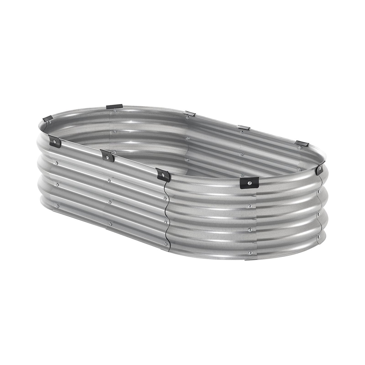 Metal Raised Garden Bed, 4 x 2 x 1 ft Outdoor Galvanized Planter Box, with Open Bottom, Large Oval Planter Raised Bed for Gardening Vegetables, Flowers, Herbs, and Succulent Plants, Silver