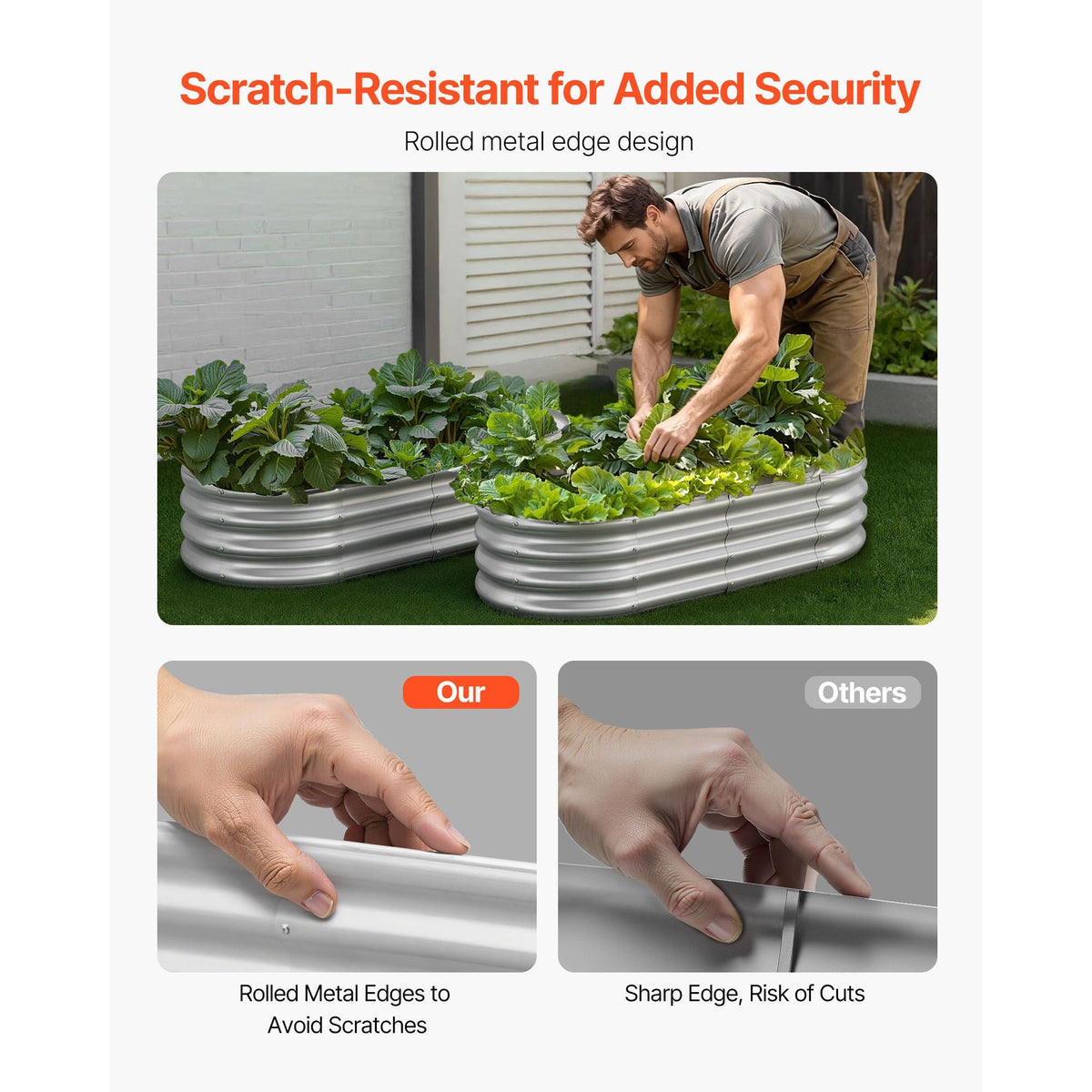 Metal Raised Garden Bed, 4 x 2 x 1 ft Oval Outdoor Galvanized Planter Garden Box, Open Bottom Design, Large Planter Raised Bed for Growing Vegetables, Flowers, and Succulents, Galvanized Color