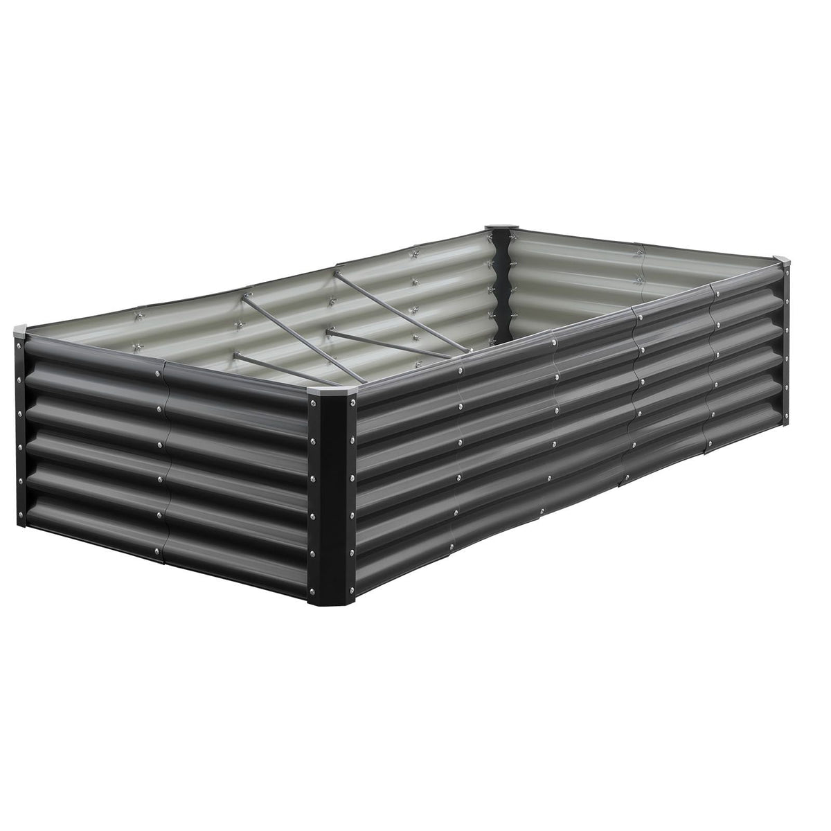 Metal Raised Garden Bed, 6 x 3 x 1.4 ft Outdoor Galvanized Planter Garden Box, Open Bottom Design, Large Planter Raised Bed for Growing Vegetables, Flowers, Herbs, and Succulents, Dark Gray