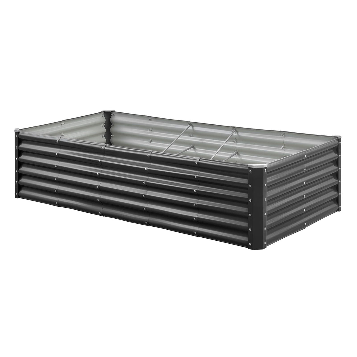 Metal Raised Garden Bed, 6 x 3 x 1.4 ft Outdoor Galvanized Planter Garden Box, Open Bottom Design, Large Planter Raised Bed for Growing Vegetables, Flowers, Herbs, and Succulents, Dark Gray