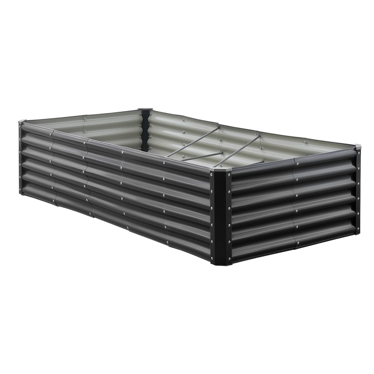 Metal Raised Garden Bed, 6 x 3 x 1.4 ft Outdoor Galvanized Planter Garden Box, Open Bottom Design, Large Planter Raised Bed for Growing Vegetables, Flowers, Herbs, and Succulents, Dark Gray