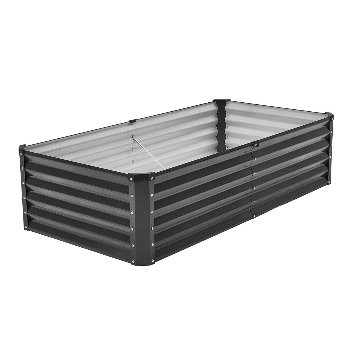 Metal Raised Garden Bed, 6 x 3 x 1.5 ft Outdoor Galvanized Planter Box, with Open Bottom, Large Planter Raised Bed for Gardening Vegetables, Flowers, Herbs, and Succulent Plants, Dark Gray