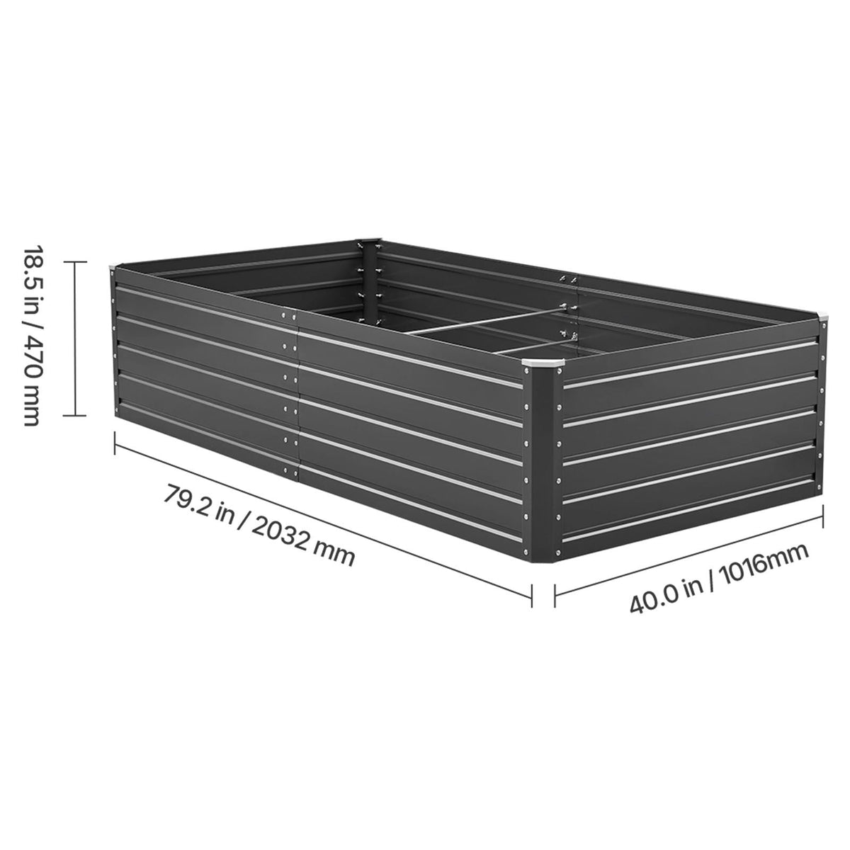 Metal Raised Garden Bed, 6.7 x 3 x 1.5 ft Outdoor Galvalume Planter Garden Box, Open Bottom Design, Large Planter Raised Bed for Growing Vegetables, Flowers, Herbs, and Succulents, Gray