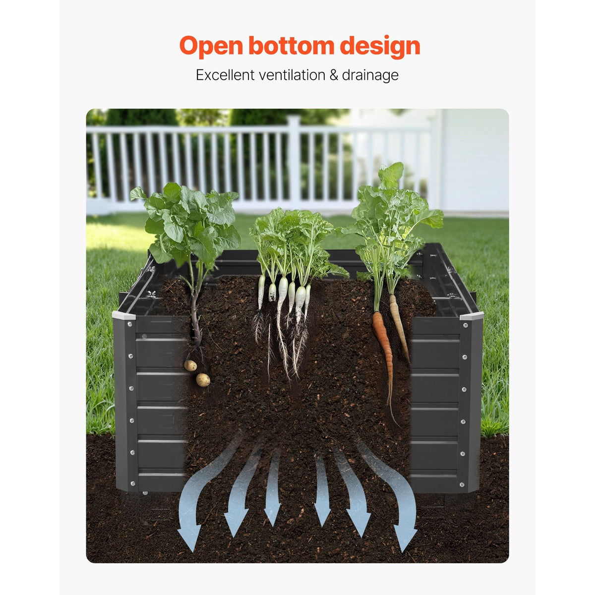 Metal Raised Garden Bed, 6.7 x 3 x 1.5 ft Outdoor Galvalume Planter Garden Box, Open Bottom Design, Large Planter Raised Bed for Growing Vegetables, Flowers, Herbs, and Succulents, Gray