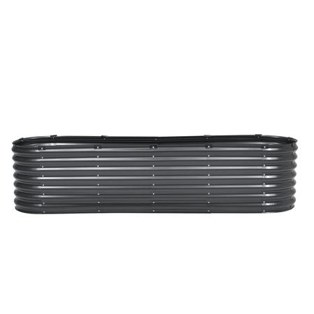 Metal Raised Garden Bed, 8 x 2 x 2 ft Outdoor Galvanized Planter Box, with Open Bottom, Large Oval Planter Raised Bed for Gardening Vegetables, Flowers, Herbs, and Succulent Plants, Dark Gray