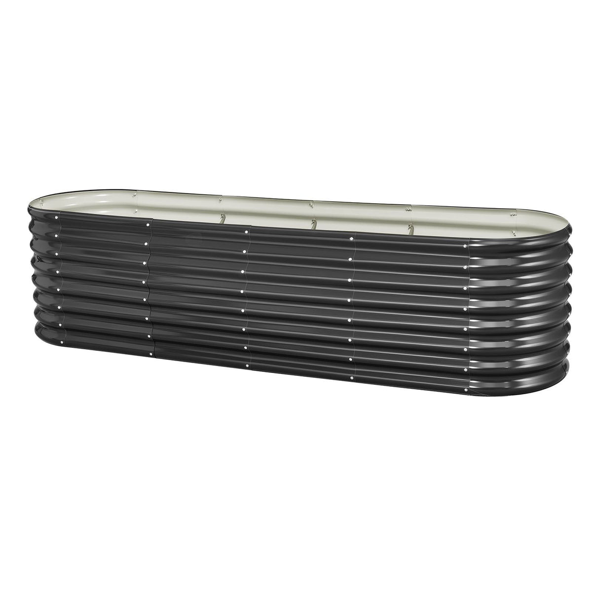 Metal Raised Garden Bed, 8 x 2 x 2 ft Oval Outdoor Galvanized Planter Garden Box, Open Bottom Design, Large Planter Raised Bed for Growing Vegetables, Flowers, Herbs, and Succulents, Dark Gray