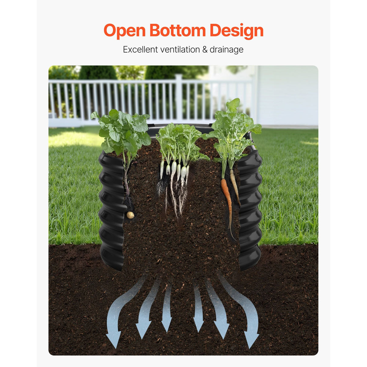 Metal Raised Garden Bed, 8 x 2 x 2 ft Oval Outdoor Galvanized Planter Garden Box, Open Bottom Design, Large Planter Raised Bed for Growing Vegetables, Flowers, Herbs, and Succulents, Dark Gray