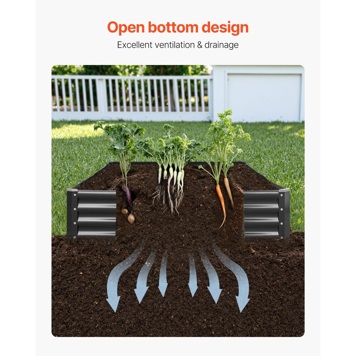 Metal Raised Garden Bed, 8 x 4 x 1 ft Outdoor Galvalume Planter Garden Box, Open Bottom Design, Large Planter Raised Bed for Growing Vegetables, Flowers, Herbs, and Succulents, Dark Gray