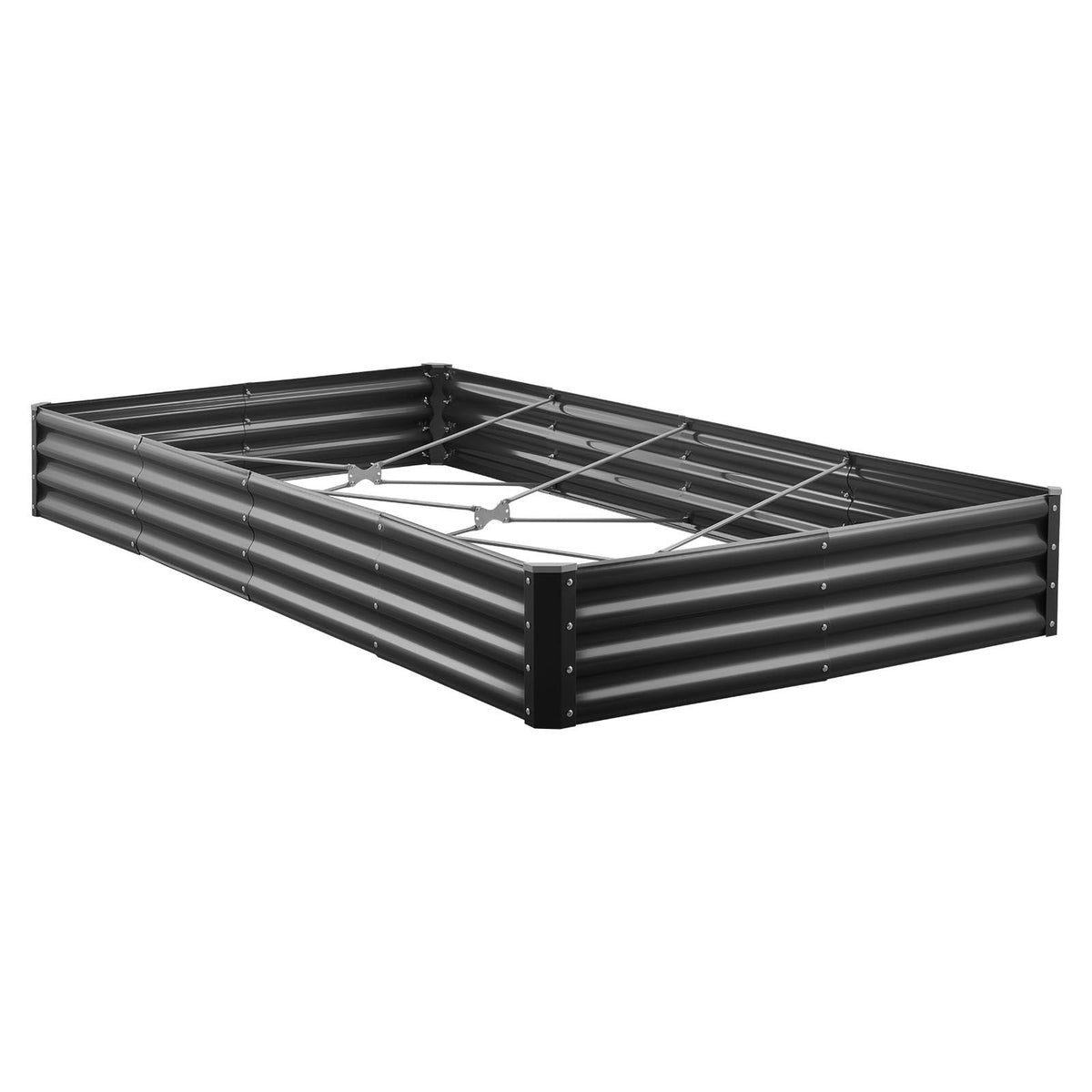 Metal Raised Garden Bed, 8 x 4 x 1 ft Outdoor Galvalume Planter Garden Box, Open Bottom Design, Large Planter Raised Bed for Growing Vegetables, Flowers, Herbs, and Succulents, Dark Gray