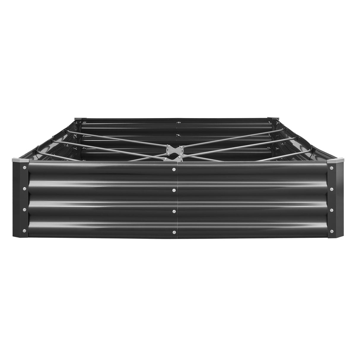 Metal Raised Garden Bed, 8 x 4 x 1 ft Outdoor Galvalume Planter Garden Box, Open Bottom Design, Large Planter Raised Bed for Growing Vegetables, Flowers, Herbs, and Succulents, Dark Gray