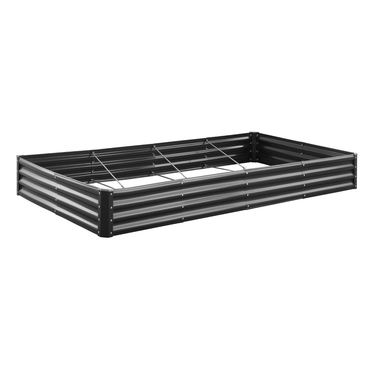 Metal Raised Garden Bed, 8 x 4 x 1 ft Outdoor Galvalume Planter Garden Box, Open Bottom Design, Large Planter Raised Bed for Growing Vegetables, Flowers, Herbs, and Succulents, Dark Gray