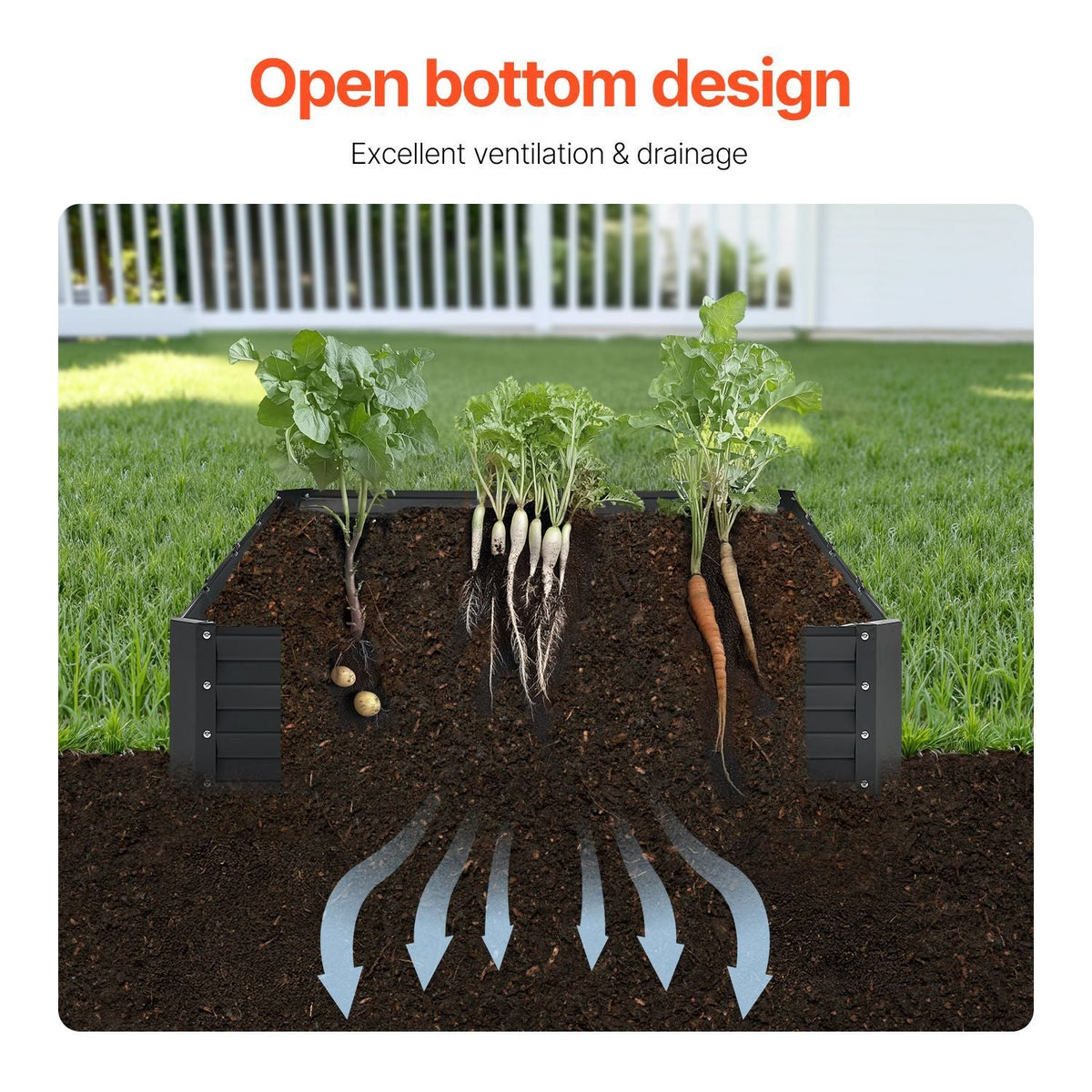 Metal Raised Garden Bed, 8 x 4 x 1 ft Outdoor Galvanized Planter Box, with Open Bottom, Large Planter Raised Bed for Gardening Vegetables, Flowers, Herbs, and Succulent Plants, Dark Gray