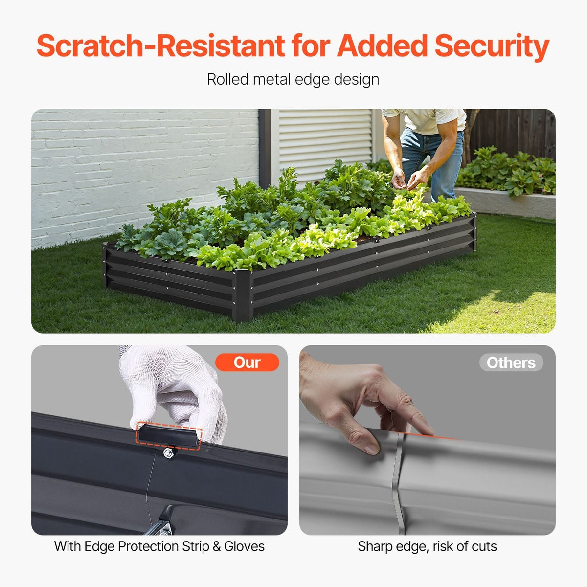 Metal Raised Garden Bed, 8 x 4 x 1 ft Outdoor Galvanized Planter Box, with Open Bottom, Large Planter Raised Bed for Gardening Vegetables, Flowers, Herbs, and Succulent Plants, Dark Gray