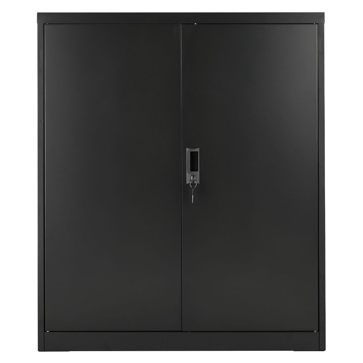 Metal Storage Cabinet, 41.7 in Steel Garage Cabinet with 2 Adjustable Shelves, 2 Magnetic Doors & 2 Keys, 3 Tiers Lockable Tool Storage for Pantry, Warehouse, Basement, Office, Black