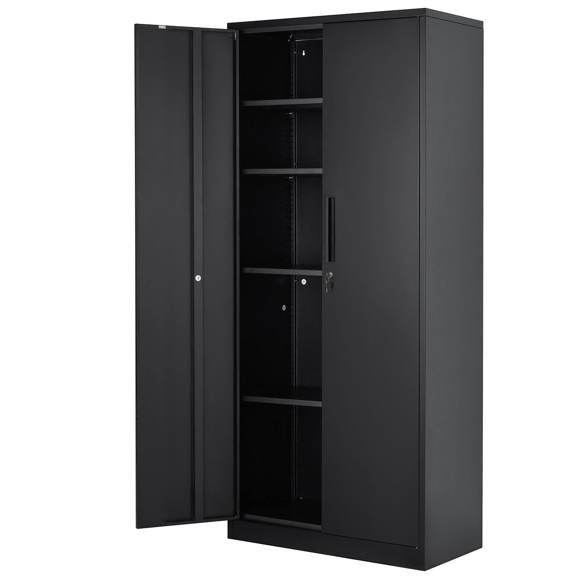 Metal Storage Cabinet, Steel Locking Storage Cabinet with 2 Magnetic Doors and 4 Adjustable Shelves, 71'' Metal Cabinet 200 lbs Capacity per Shelf with 3 Keys, for Office, Home, Garage, Black