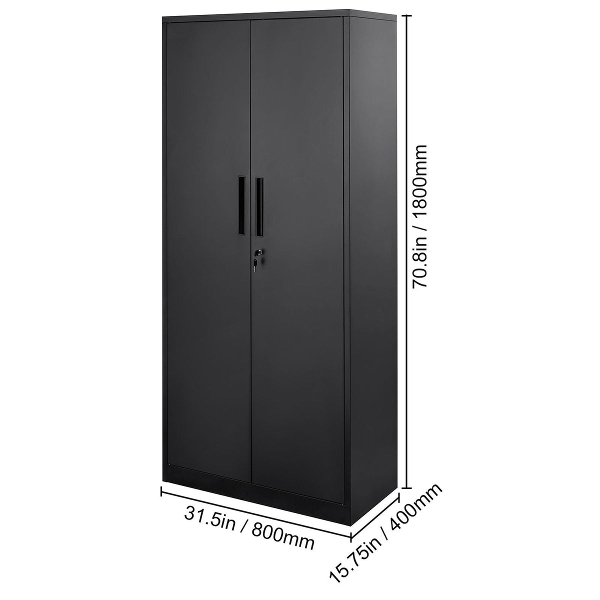 Metal Storage Cabinet, Steel Locking Storage Cabinet with 2 Magnetic Doors and 4 Adjustable Shelves, 71'' Metal Cabinet 200 lbs Capacity per Shelf with 3 Keys, for Office, Home, Garage, Black