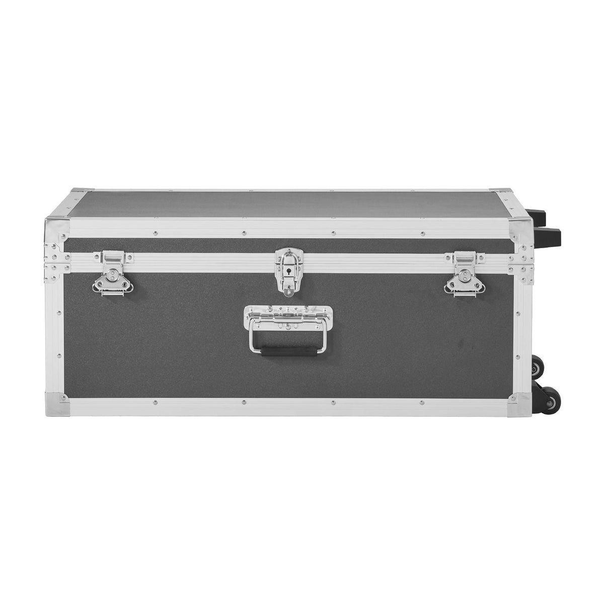 Metal Storage Trunk, Set of 2, Wooden Suitcase Storage Boxes with Padlocks, Large Trunk Includes Casters and 3 Metal Handles, Decorative Store Chest with Lids for Travel, Apartment, Dorm, Gray