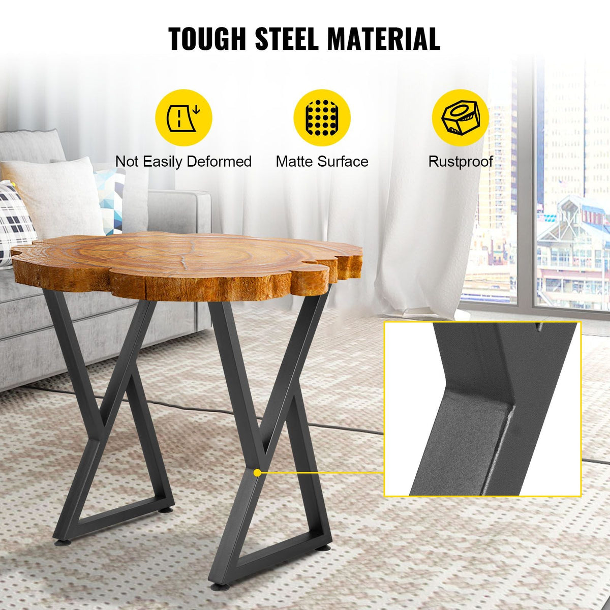 Metal Table Legs, 28x18 inch Desk Legs, Set of 2, Heavy Duty Bench Legs, Z Shape Metal Furniture Legs, Wrought Iron Coffee Table Legs, Home DIY for Dining Table with Rubber Floor Protectors, Mat