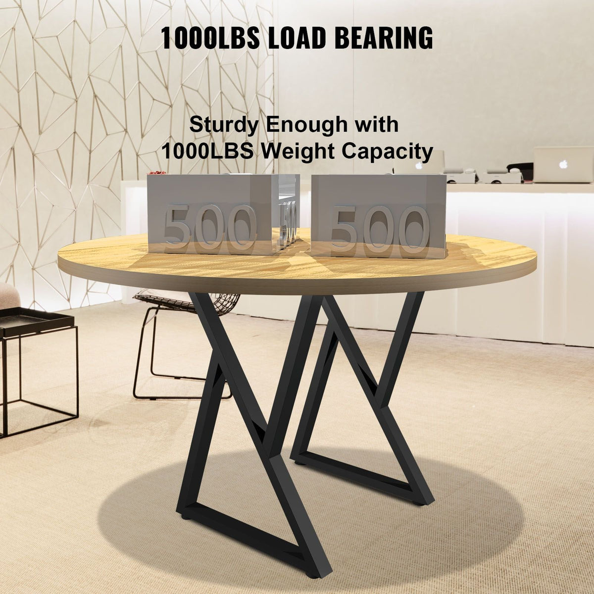 Metal Table Legs, 28x18 inch Desk Legs, Set of 2, Heavy Duty Bench Legs, Z Shape Metal Furniture Legs, Wrought Iron Coffee Table Legs, Home DIY for Dining Table with Rubber Floor Protectors, Mat