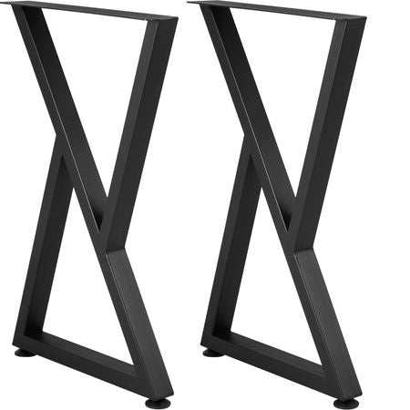 Metal Table Legs, 28x18 inch Desk Legs, Set of 2, Heavy Duty Bench Legs, Z Shape Metal Furniture Legs, Wrought Iron Coffee Table Legs, Home DIY for Dining Table with Rubber Floor Protectors, Mat