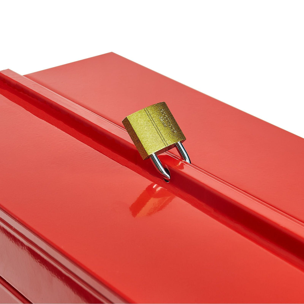 Metal Tool Box, 14-inch, 2-Tier 3-Tray Portable Folding Tool Chest Organizer with Handle & Lock Hole, Powder Coated Steel, Cantilever Toolbox for Household Factory Warehouse Repair Shop, Red