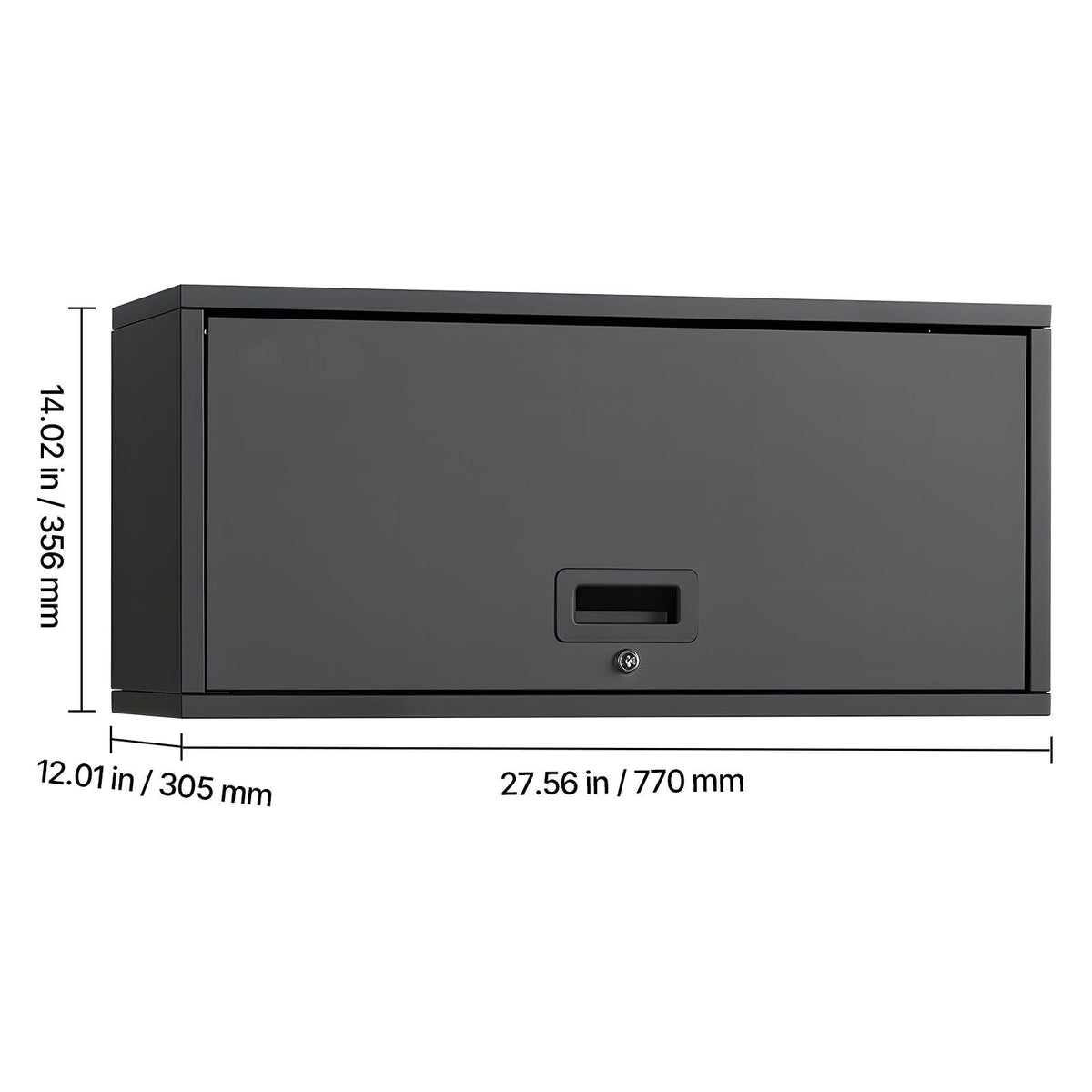 Metal Wall Cabinet, 27.56W x 12.01D x 14.02H Inch, Floating Garage Tool Cabinet with Up-Flip Door, 120 lbs Load per Shelf, Fit for Garage, Basement, Kitchen, Warehouse, Assembly Required