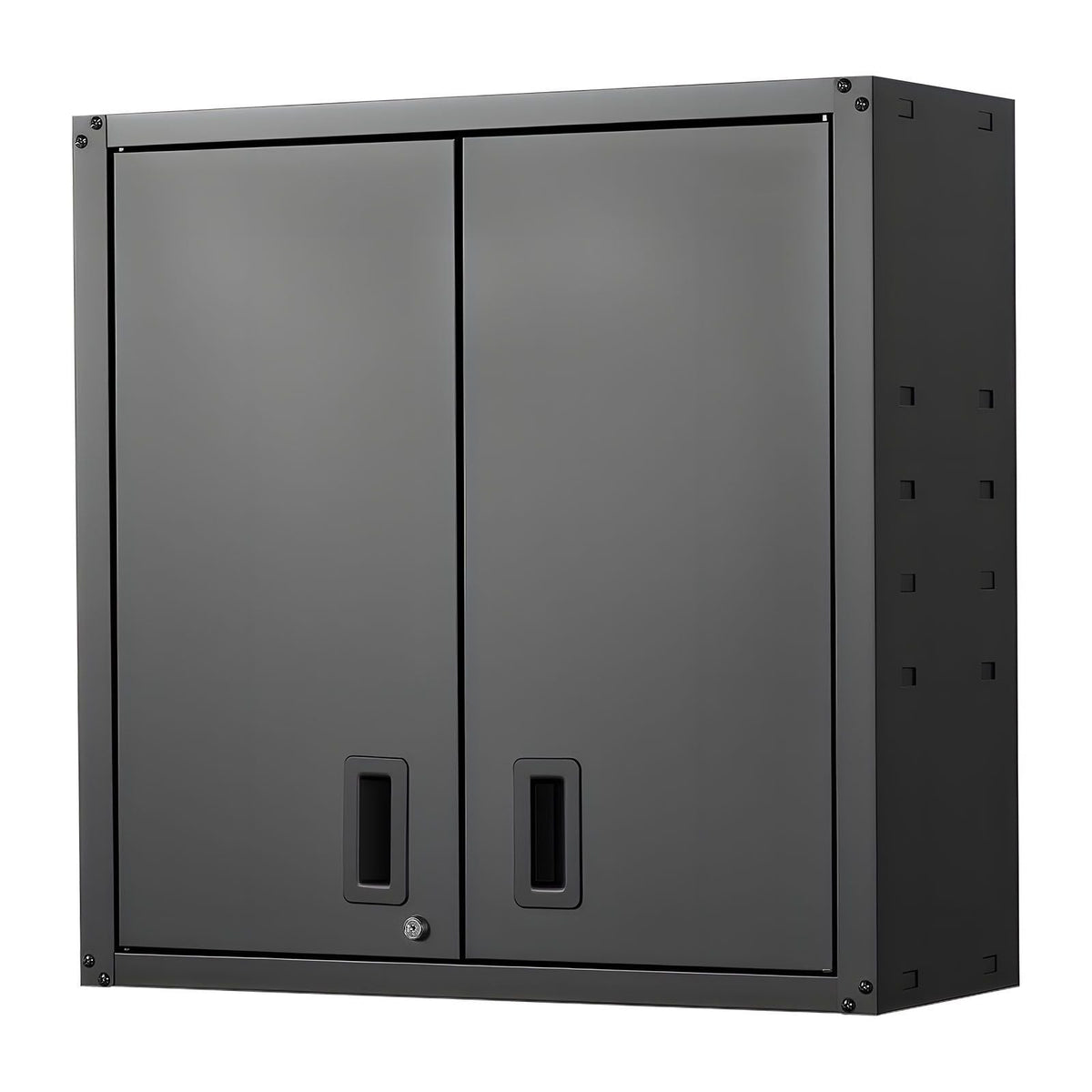 Metal Wall Cabinet, 30W x 12.2D x 30H Inch, Steel Floating Hanging Storage Cabinet with Locking Doors and Adjustable Shelf for Garage, Basement, Kitchen, Warehouse Assembly Required, Black