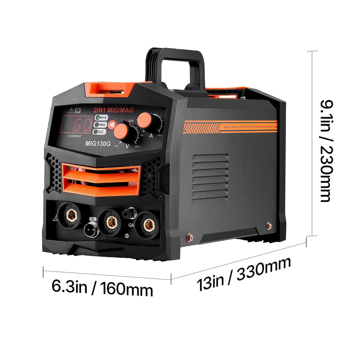 MIG Welder, 130A Synergic Mig Welding Machine, 2-in-1 Gas MIG/Gasless Flux Core MIG Multi-Process Welder Machine, 110V Portable Mig Welder with IGBT Inverter Technology & Digital Display Screen
