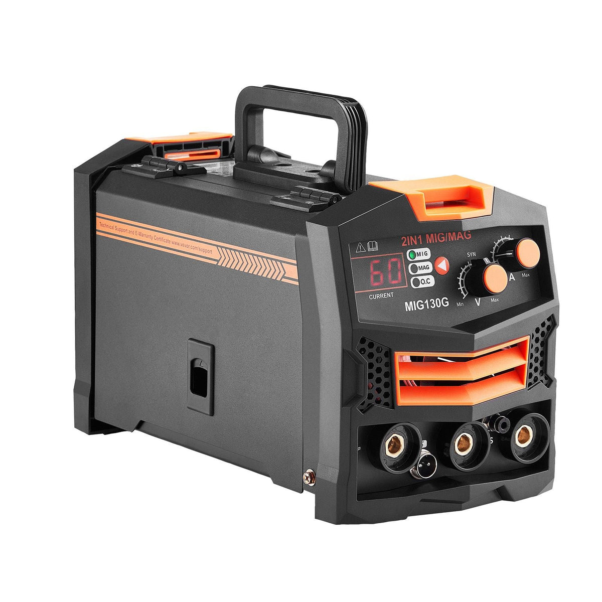 MIG Welder, 130A Synergic Mig Welding Machine, 2-in-1 Gas MIG/Gasless Flux Core MIG Multi-Process Welder Machine, 110V Portable Mig Welder with IGBT Inverter Technology & Digital Display Screen